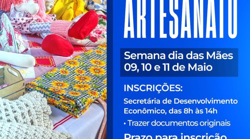 Inscrições abertas para Feira do Artesanato em Senhor do Bonfim; evento acontece de 09 a 11 de Maio