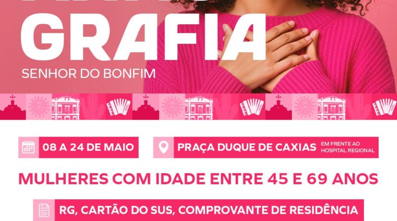 Prefeitura de Senhor do Bonfim promove Mutirão de Mamografias para mulheres entre 45 e 69 anos